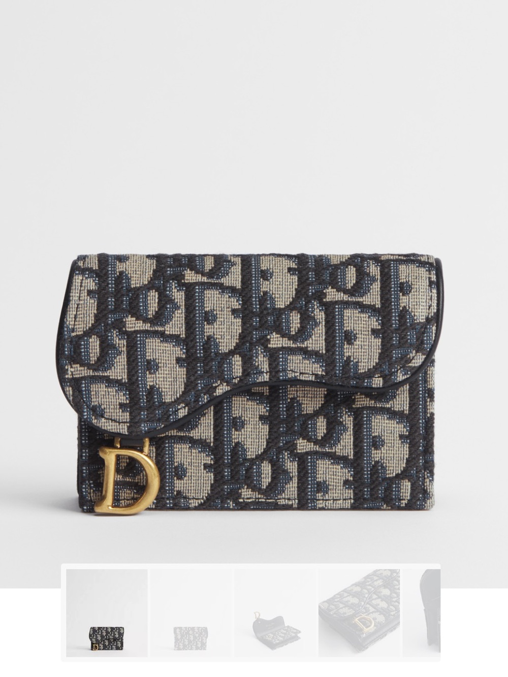 Dior Saddle Flap Card Holder Blue Dior Oblique Jacquard